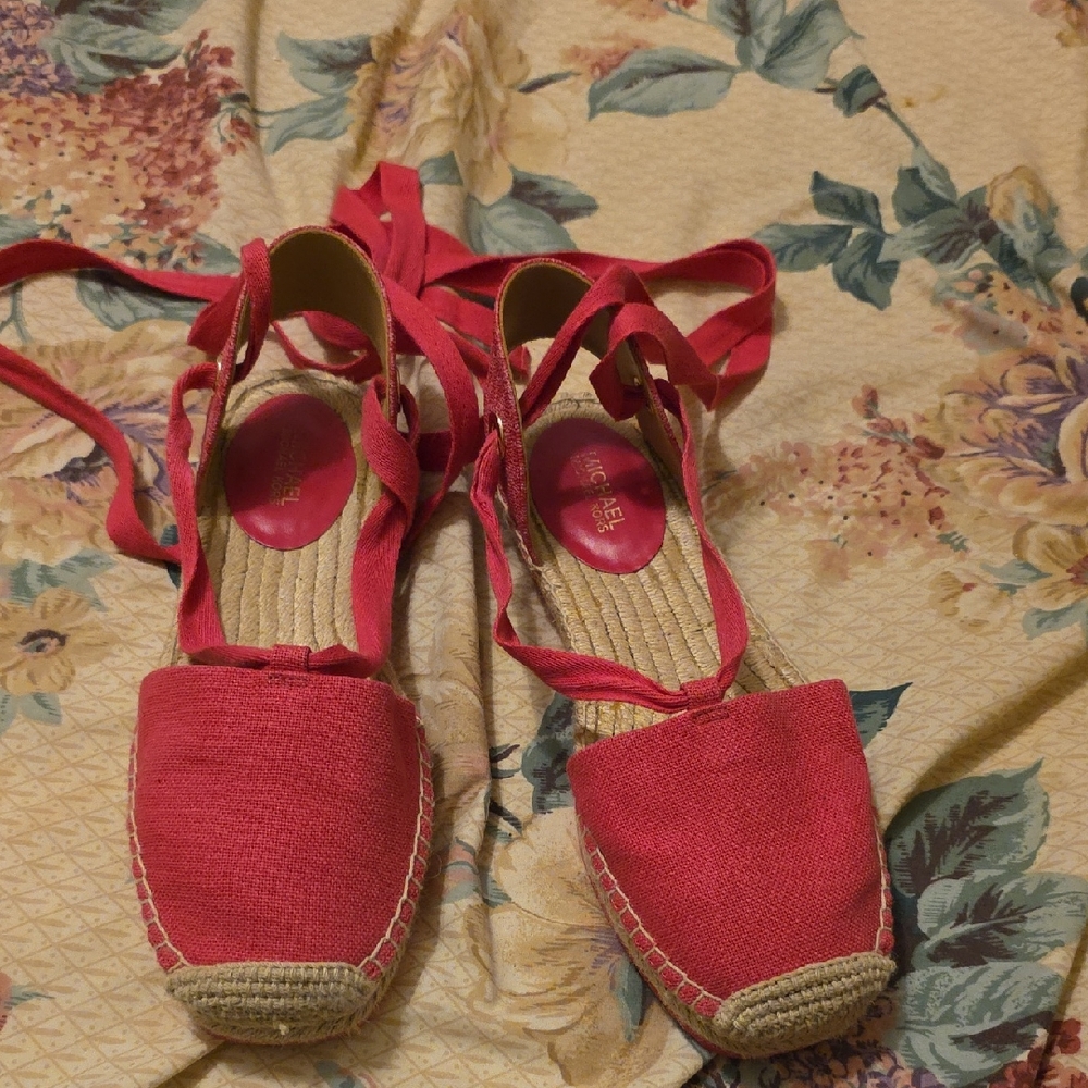 Michael Kors Pink Lace-Up Espadrille Flats